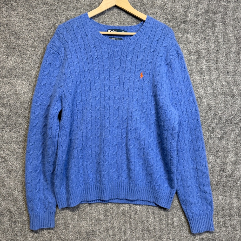 Vtg Polo Ralph Lauren Sz XL Sweater Blue Merino Wool Angora Rabbit Hair Preppy